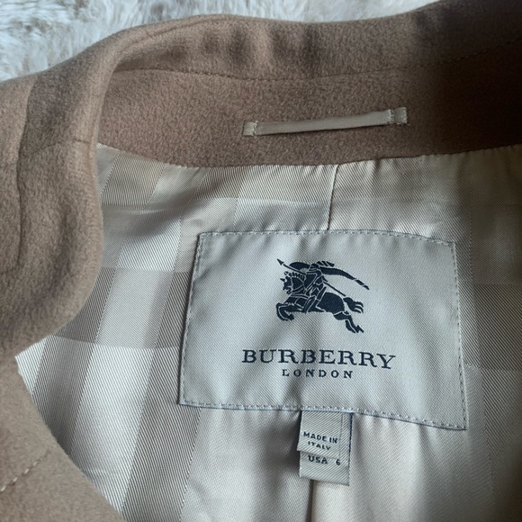 Authentic Burberry wool cashmere jacket coat beige tan sz 6 - Picture 4 of 13